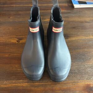 HUNTER | Original Chelsea Boots Navy Blue Slip-On Rubber Ankle Boots Sz 8
